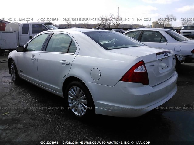 3FADP0L36AR142783 - 2010 FORD FUSION HYBRID WHITE photo 3