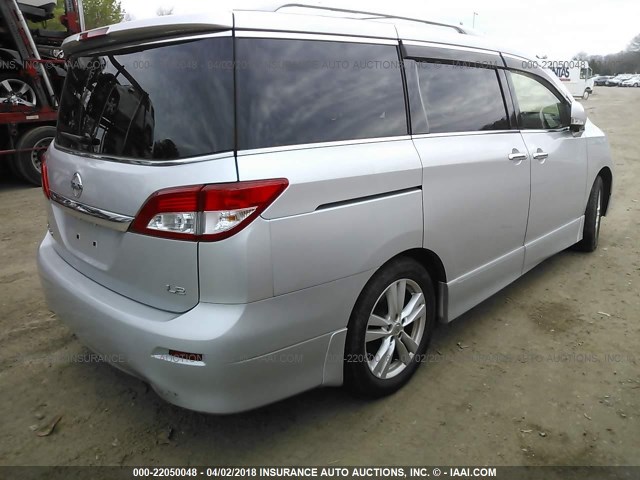 JN8AE2KP7D9063162 - 2013 NISSAN QUEST S/SV/SL/LE SILVER photo 4