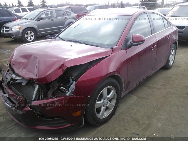 1G1PF5SC4C7177415 - 2012 CHEVROLET CRUZE LT RED photo 2