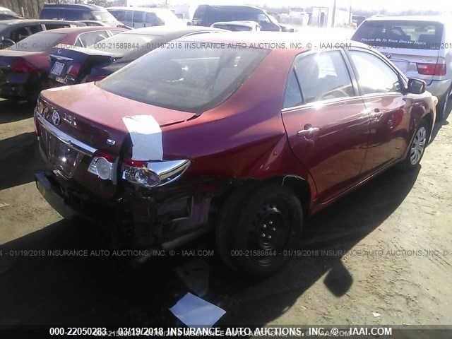 2T1BU4EE4CC893339 - 2012 TOYOTA COROLLA S/LE RED photo 4