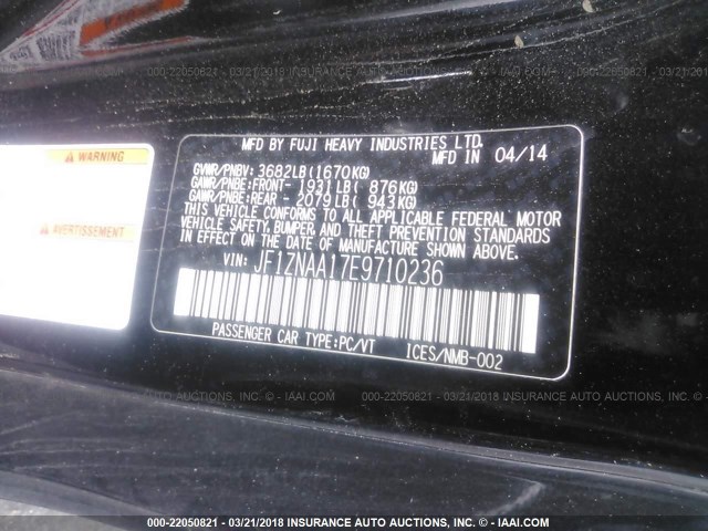 JF1ZNAA17E9710236 - 2014 TOYOTA SCION FR-S შავი ფოტო 9