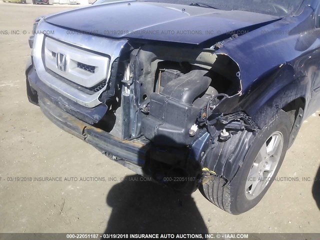 5FNYF38489B008727 - 2009 HONDA PILOT EX BLUE photo 6