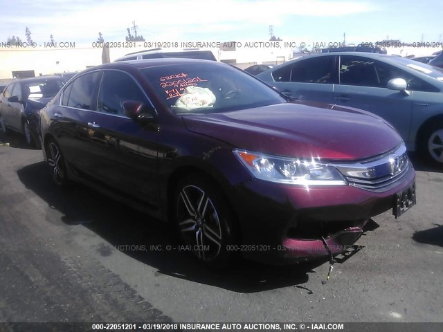 1HGCR2F55HA115721 - 2017 HONDA ACCORD SPORT MAROON photo 1