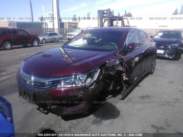 1HGCR2F55HA115721 - 2017 HONDA ACCORD SPORT მუქწითელი ფოტო 2