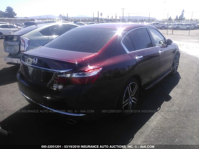 1HGCR2F55HA115721 - 2017 HONDA ACCORD SPORT მუქწითელი ფოტო 4