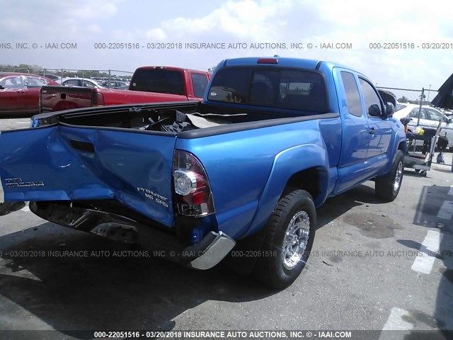 5TETU62N99Z592881 - 2009 TOYOTA TACOMA PRERUNNER ACCESS CAB BLUE photo 4
