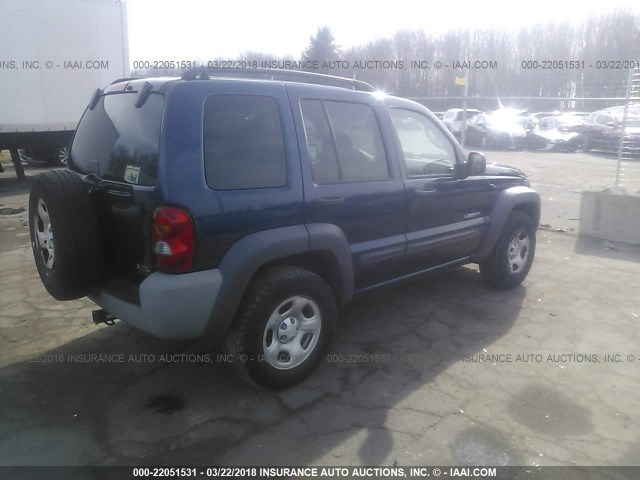 1J4GL48K34W152659 - 2004 JEEP LIBERTY SPORT BLUE photo 4