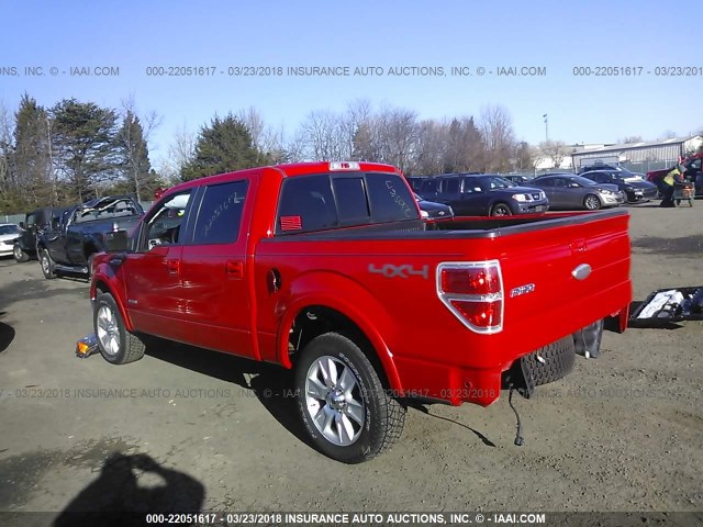 1FTFW1ET1CFB27407 - 2012 FORD F150 SUPERCREW RED photo 3