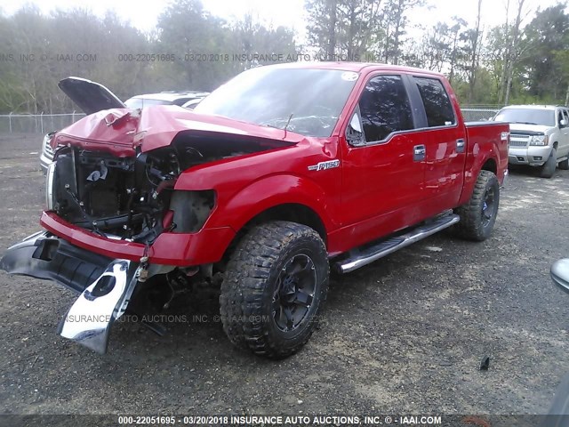 1FTFW1EV0AFD76117 - 2010 FORD F150 SUPERCREW RED photo 2