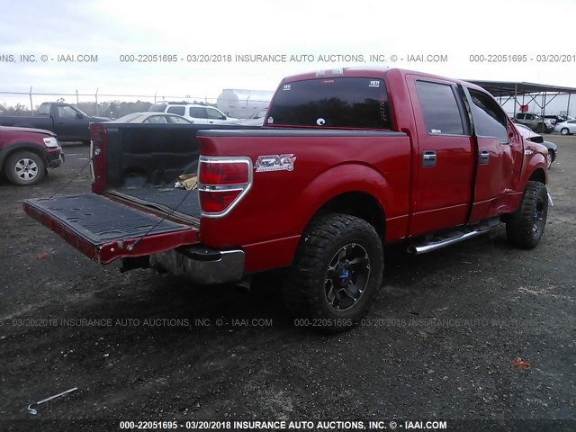 1FTFW1EV0AFD76117 - 2010 FORD F150 SUPERCREW RED photo 4