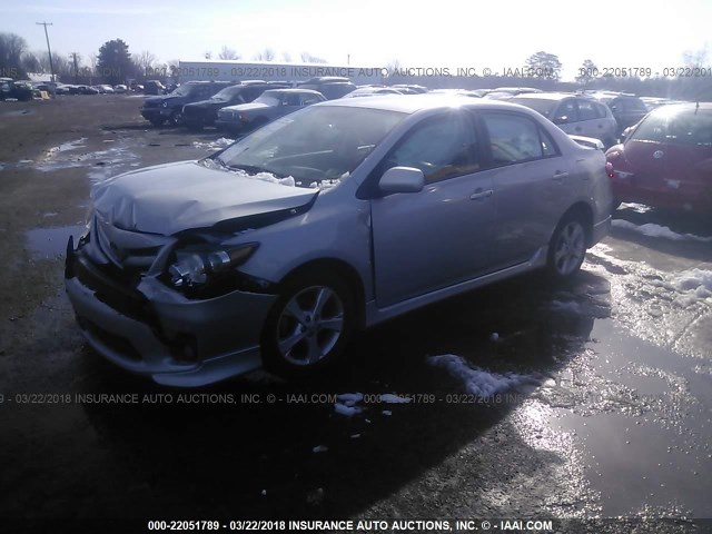 2T1BU4EE9BC634876 - 2011 TOYOTA COROLLA S/LE SILVER photo 2