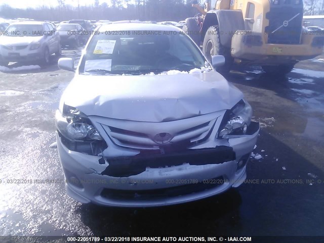 2T1BU4EE9BC634876 - 2011 TOYOTA COROLLA S/LE SILVER photo 6