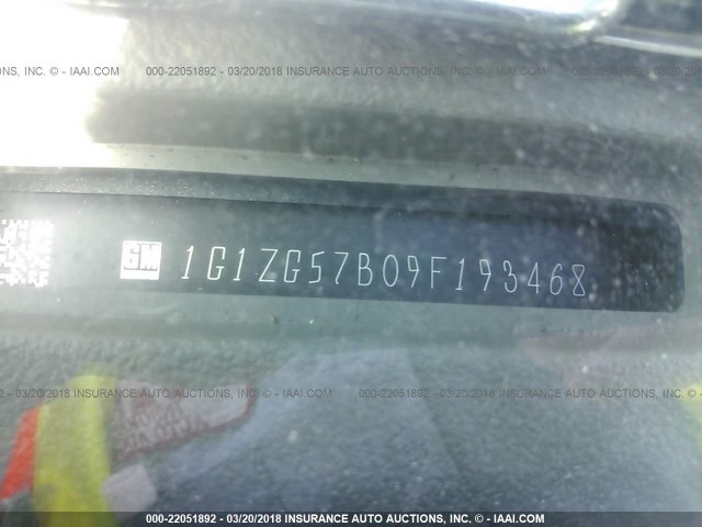 1G1ZG57B09F193468 - 2009 CHEVROLET MALIBU LS 灰色 照片 9