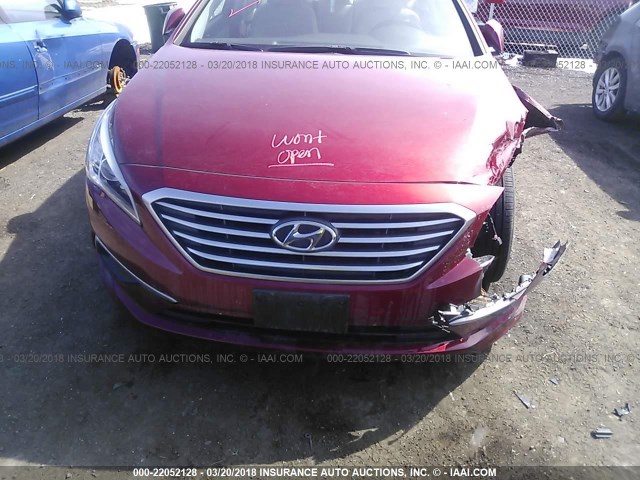 5NPE24AF7GH423455 - 2016 HYUNDAI SONATA SE RED photo 6