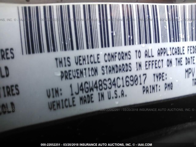 1J4GW48S34C169017 - 2004 JEEP GRAND CHEROKEE LAREDO/COLUMBIA/FREEDOM 栗色 照片 9