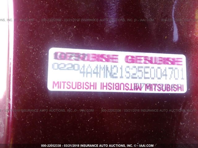 4A4MN21S25E004701 - 2005 MITSUBISHI ENDEAVOR LS MAROON photo 9