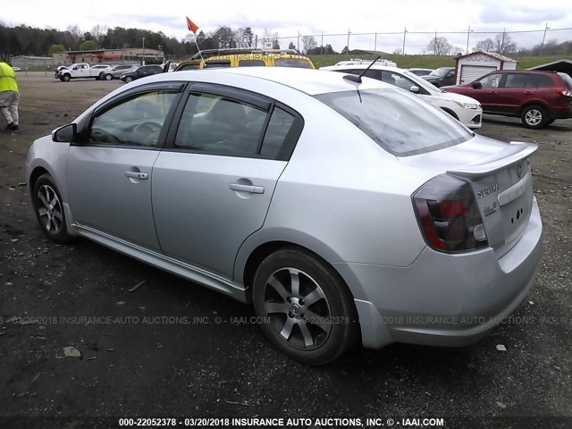 3N1AB6AP6CL676332 - 2012 NISSAN SENTRA 2.0/2.0S/SR/2.0SL SILVER photo 3