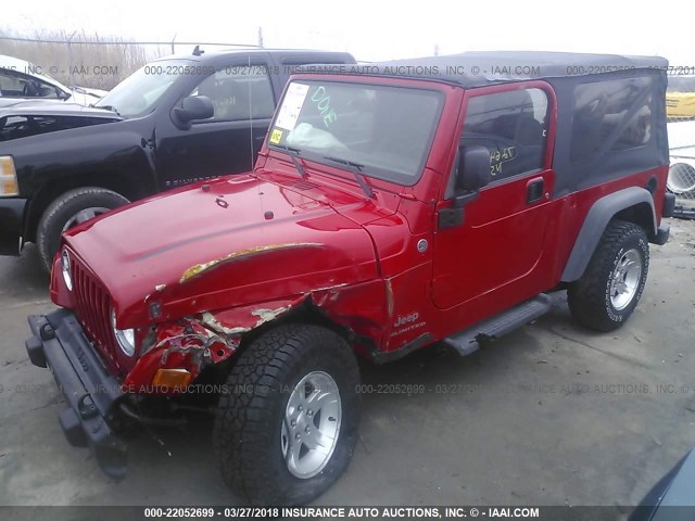 1J4FA44S55P376034 - 2005 JEEP WRANGLER / TJ UNLIMITED RED photo 2