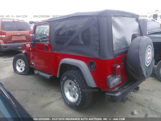 1J4FA44S55P376034 - 2005 JEEP WRANGLER / TJ UNLIMITED RED photo 3