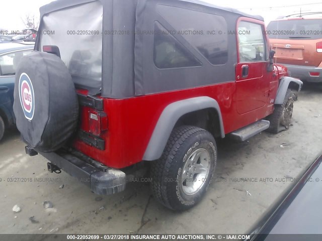 1J4FA44S55P376034 - 2005 JEEP WRANGLER / TJ UNLIMITED RED photo 4