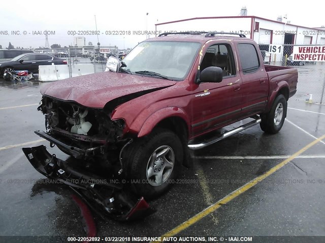 5TEGN92N13Z262255 - 2003 TOYOTA TACOMA DOUBLE CAB PRERUNNER RED photo 2