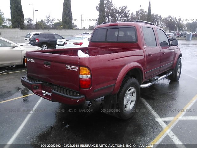 5TEGN92N13Z262255 - 2003 TOYOTA TACOMA DOUBLE CAB PRERUNNER RED photo 4