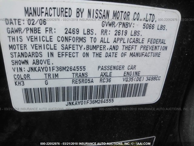 JNKAY01F36M264555 - 2006 INFINITI M35 SPORT BLACK photo 9