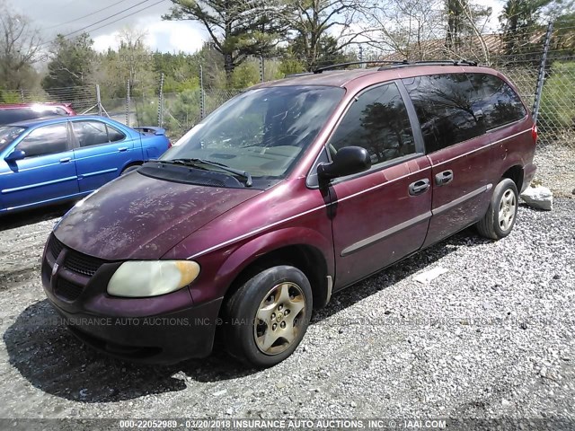 1B4GP24332B653372 - 2002 DODGE GRAND CARAVAN SE BURGUNDY photo 2