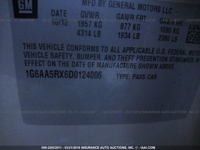 1G6AA5RX6D0124006 - 2013 CADILLAC ATS GOLD photo 9