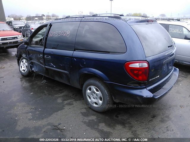 1D4GP24303B136800 - 2003 DODGE GRAND CARAVAN SE BLUE photo 3