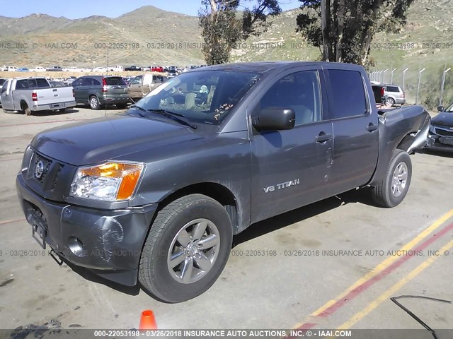 1N6AA0EK2EN505587 - 2014 NISSAN TITAN S/SV/SL/PRO-4X GRAY photo 2