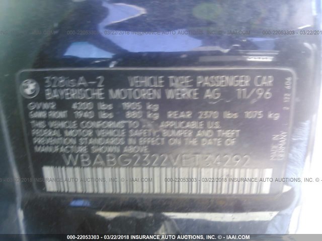 WBABG2322VET34292 - 1997 BMW 328 IS AUTOMATIC BLUE photo 9