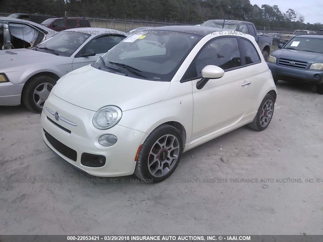 3C3CFFBR9CT366075 - 2012 FIAT 500 SPORT WHITE photo 2