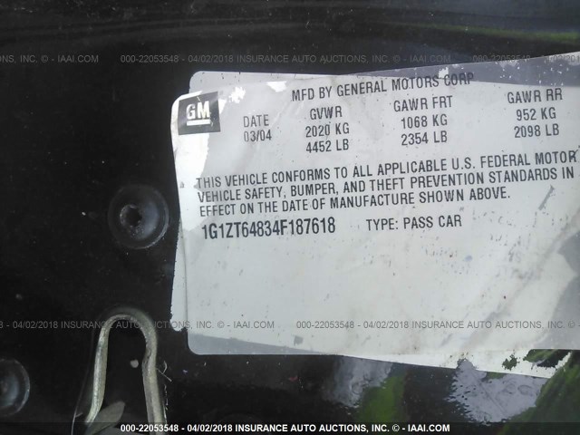 1G1ZT64834F187618 - 2004 CHEVROLET MALIBU MAXX LS BLACK photo 9