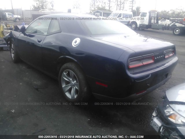 2C3CDZAG0GH119355 - 2016 DODGE CHALLENGER SXT Dark Blue photo 3