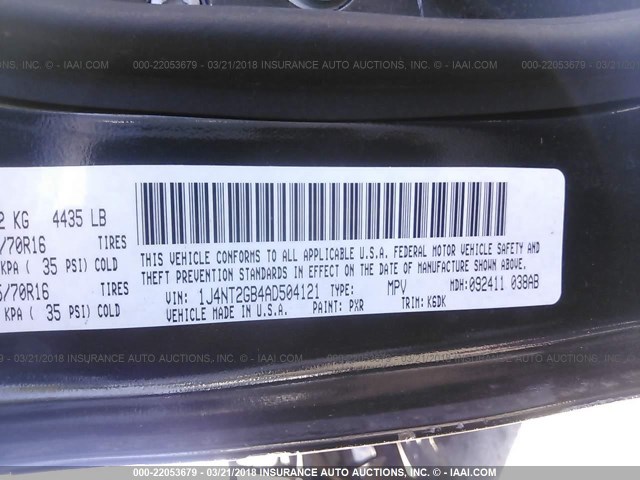 1J4NT2GB4AD504121 - 2010 JEEP PATRIOT SPORT BLACK photo 9