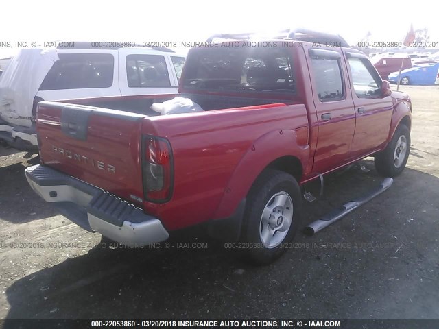 1N6ED27T71C344573 - 2001 NISSAN FRONTIER CREW CAB XE/CREW CAB SE RED photo 4