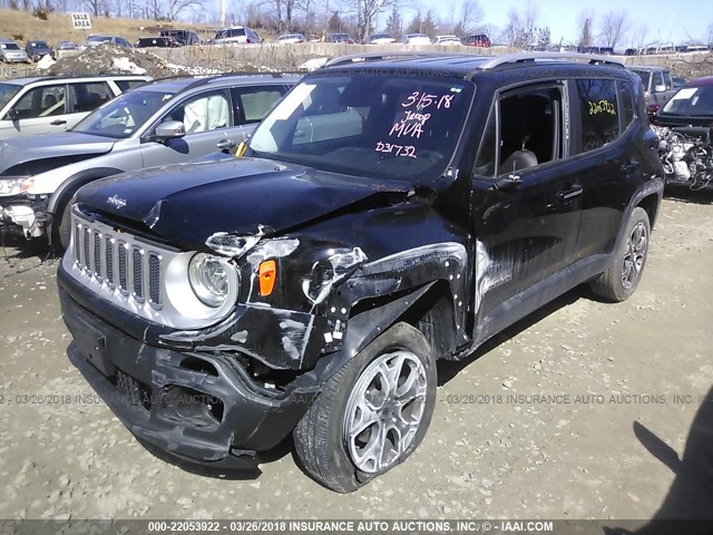 ZACCJBDT8GPD31732 - 2016 JEEP RENEGADE LIMITED BLACK photo 2