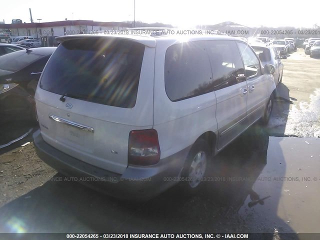 KNDUP131636488296 - 2003 KIA SEDONA EX/LX WHITE photo 4