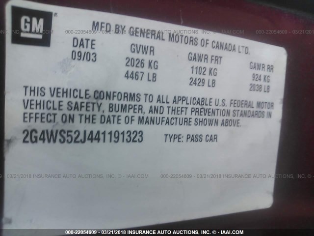 2G4WS52J441191323 - 2004 BUICK CENTURY CUSTOM RED photo 9