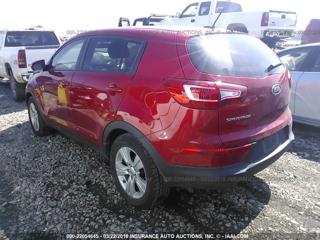 KNDPB3A25C7224824 - 2012 KIA SPORTAGE LX RED photo 3