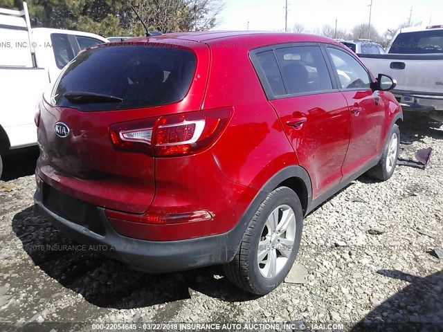 KNDPB3A25C7224824 - 2012 KIA SPORTAGE LX RED photo 4