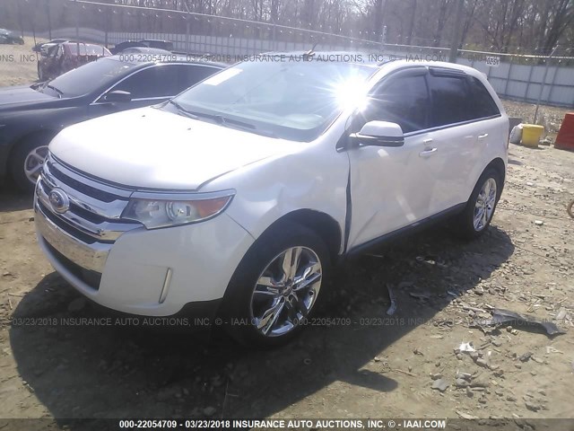 2FMDK3KC6DBA02422 - 2013 FORD EDGE LIMITED WHITE photo 2