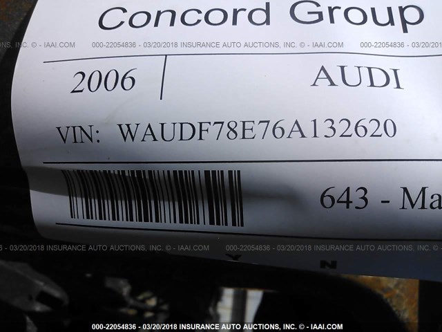 WAUDF78E76A132620 - 2006 AUDI A4 2.0T QUATTRO BLACK photo 9