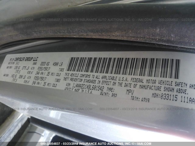 1J4AA2D1XBL601542 - 2011 JEEP WRANGLER SPORT ვერცხლისფერი ფოტო 9