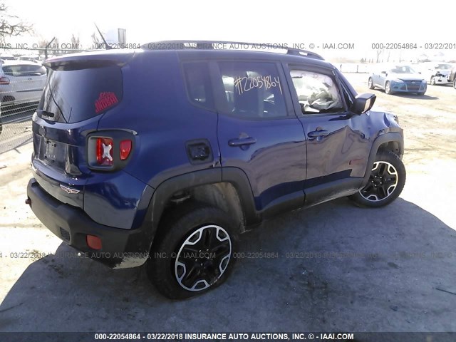 ZACCJBCB0HPE87399 - 2017 JEEP RENEGADE TRAILHAWK BLUE photo 4