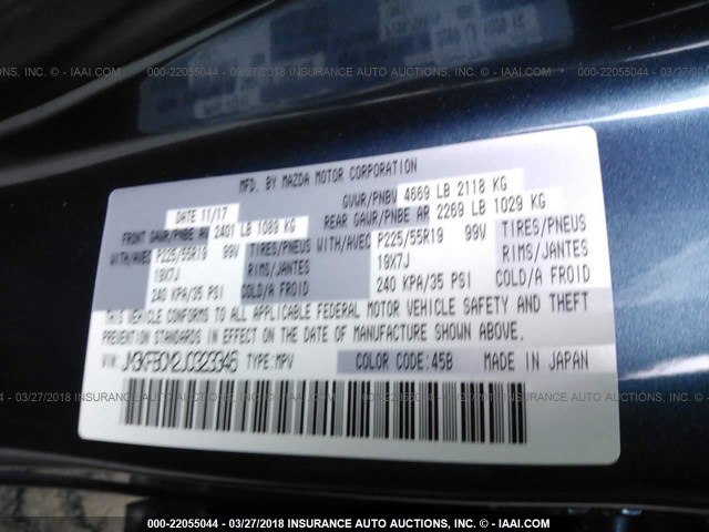 JM3KFBCM2J0323346 - 2018 MAZDA CX-5 TOURING BLUE photo 9