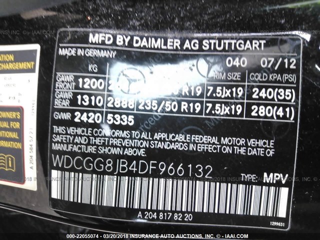 WDCGG8JB4DF966132 - 2013 MERCEDES-BENZ GLK 350 4MATIC BLACK photo 9