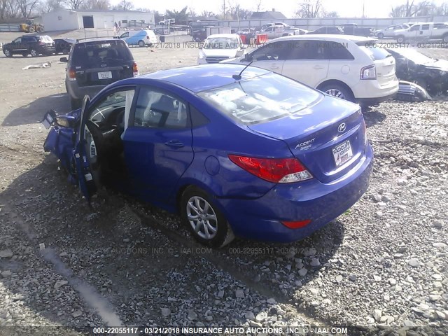 KMHCT4AE8EU635985 - 2014 HYUNDAI ACCENT GLS/GS BLUE photo 3