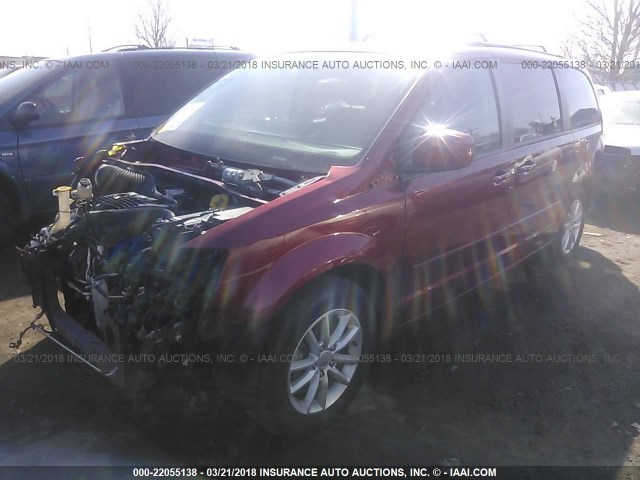 2C4RDGCG5FR603957 - 2015 DODGE GRAND CARAVAN SXT RED photo 2